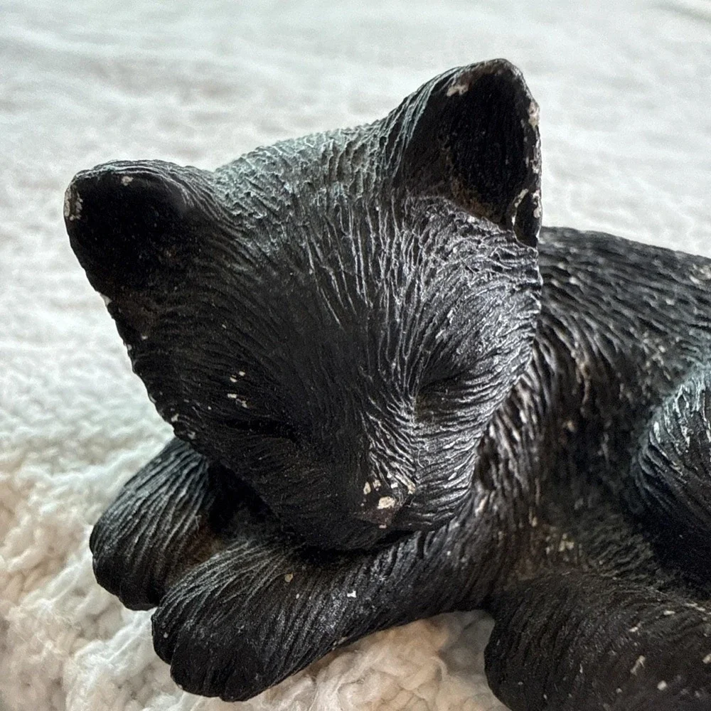 Vintage Sandicast Sleeping Black Cat‎ Approx 1.0x2.50